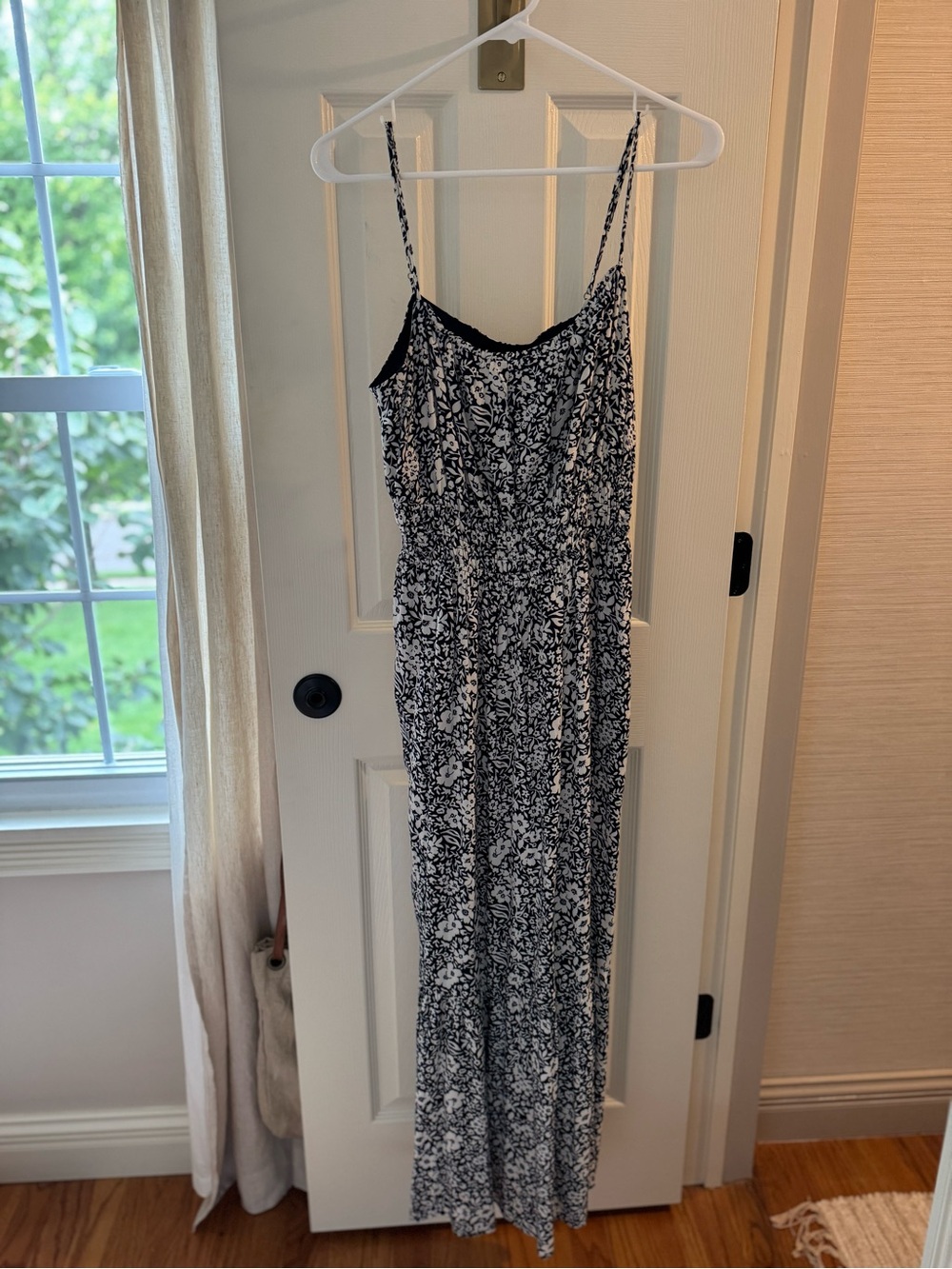 Z Supply Navy & White Floral Maxi Dress with Spaghetti Straps